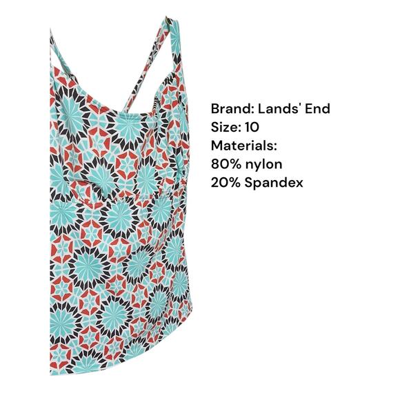Lands' End Women's Size 10 Halter Tankini Top Geometric Pattern - Picture 2 of 9